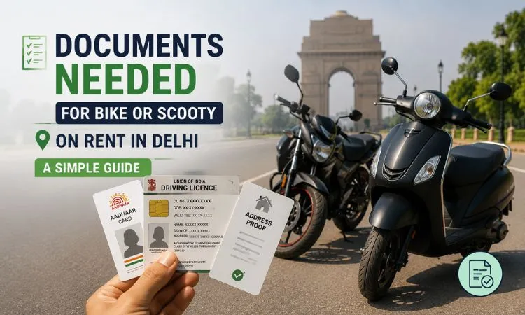 what documents are needed for bike or scooty on rent in Delhi
