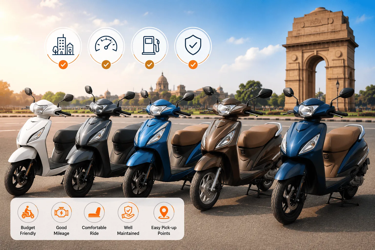 best scooties available for rent in delhi
