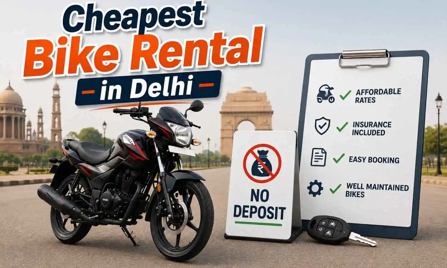 cheapest bike on rent in delhi