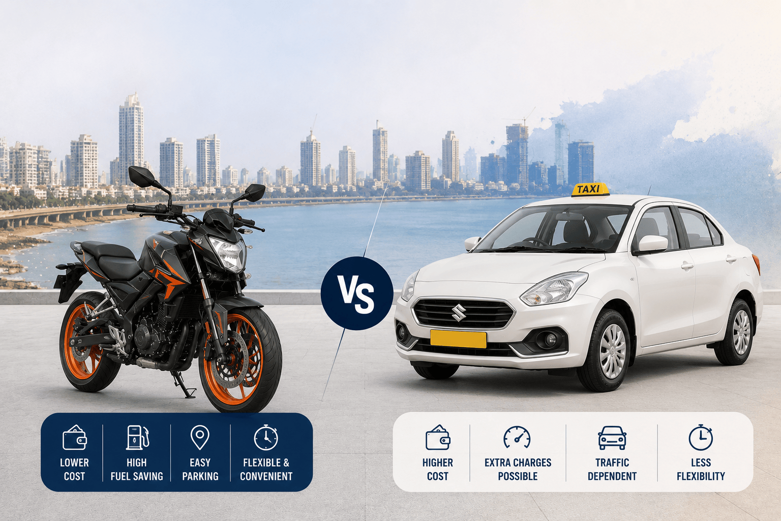 Bike Rental vs Cab in Mumbai