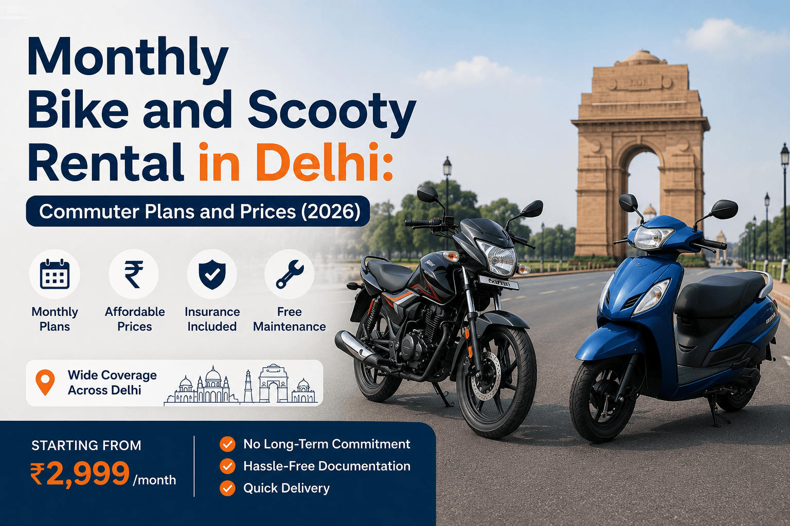 Monthly Bike and Scooty Rental in Delhi