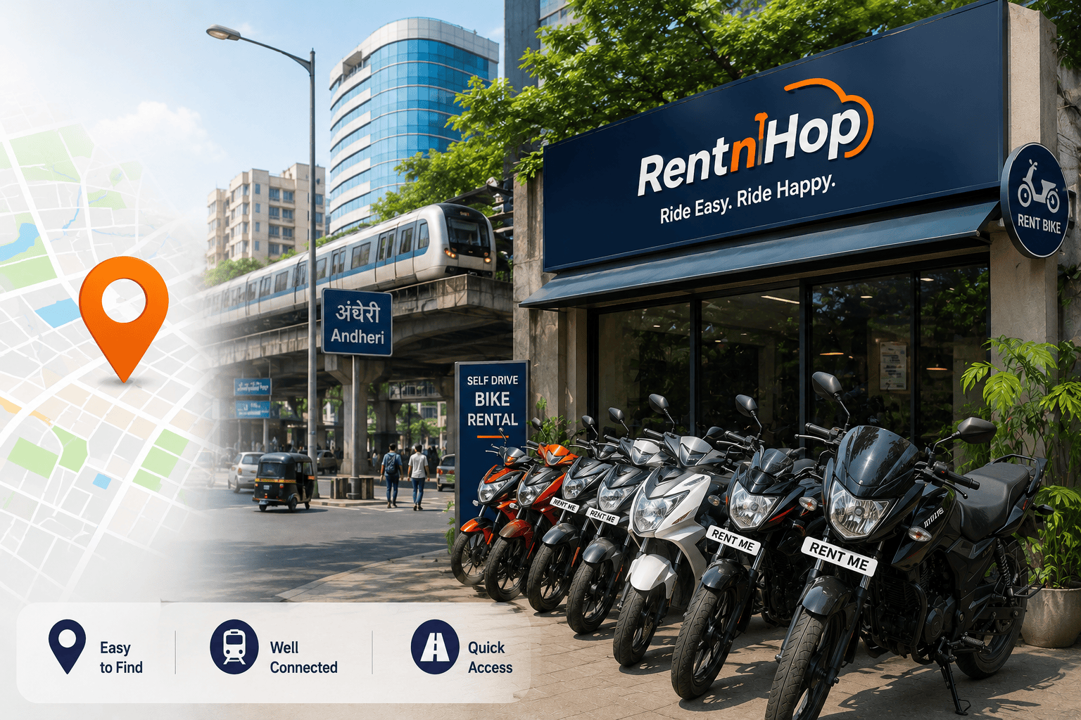 RentnHop Bike Rental in Andheri East - Location and How to Reach