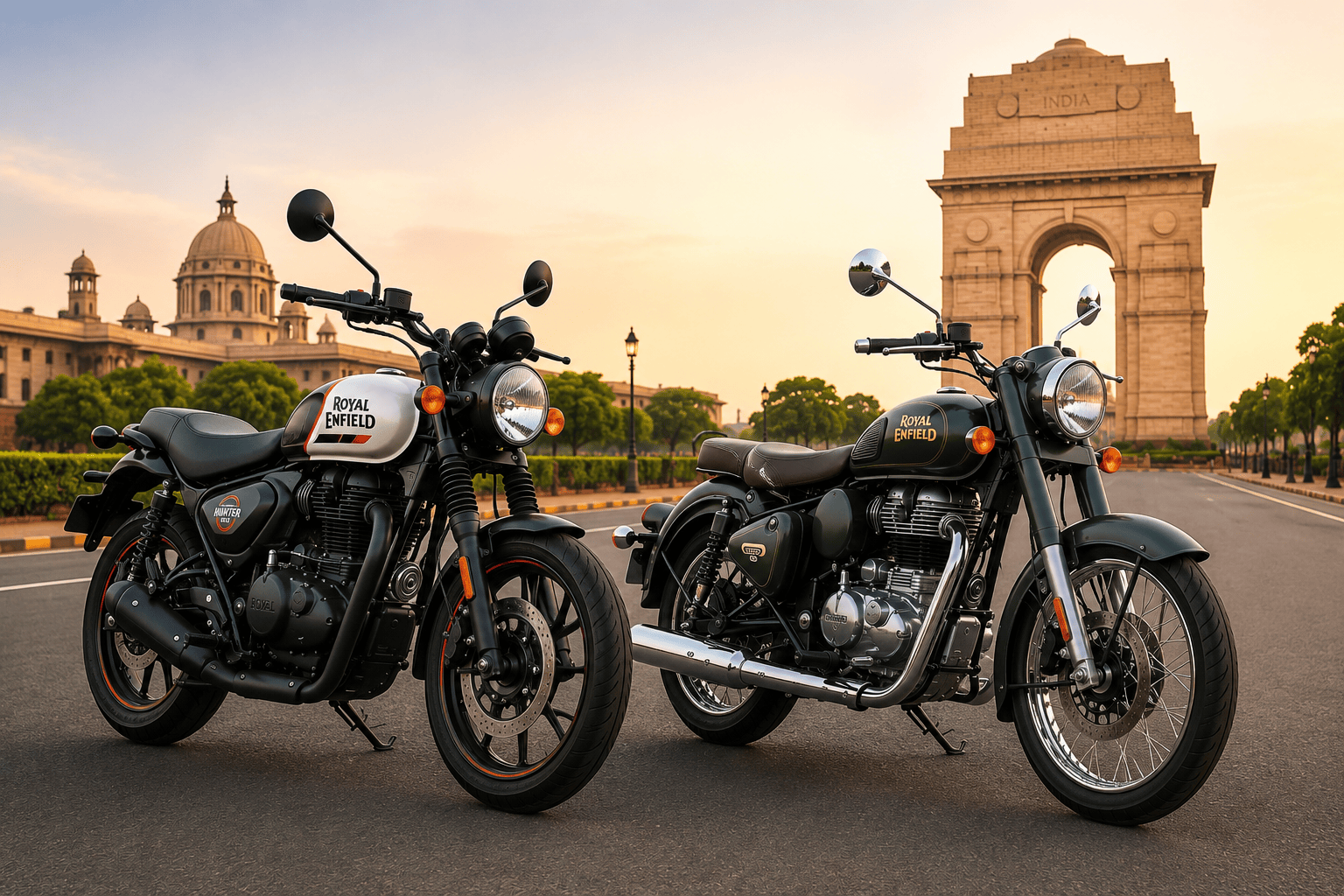 Royal Enfield Hunter 350 and Classic 350 - Best Entry-Level RE Rental in Delhi