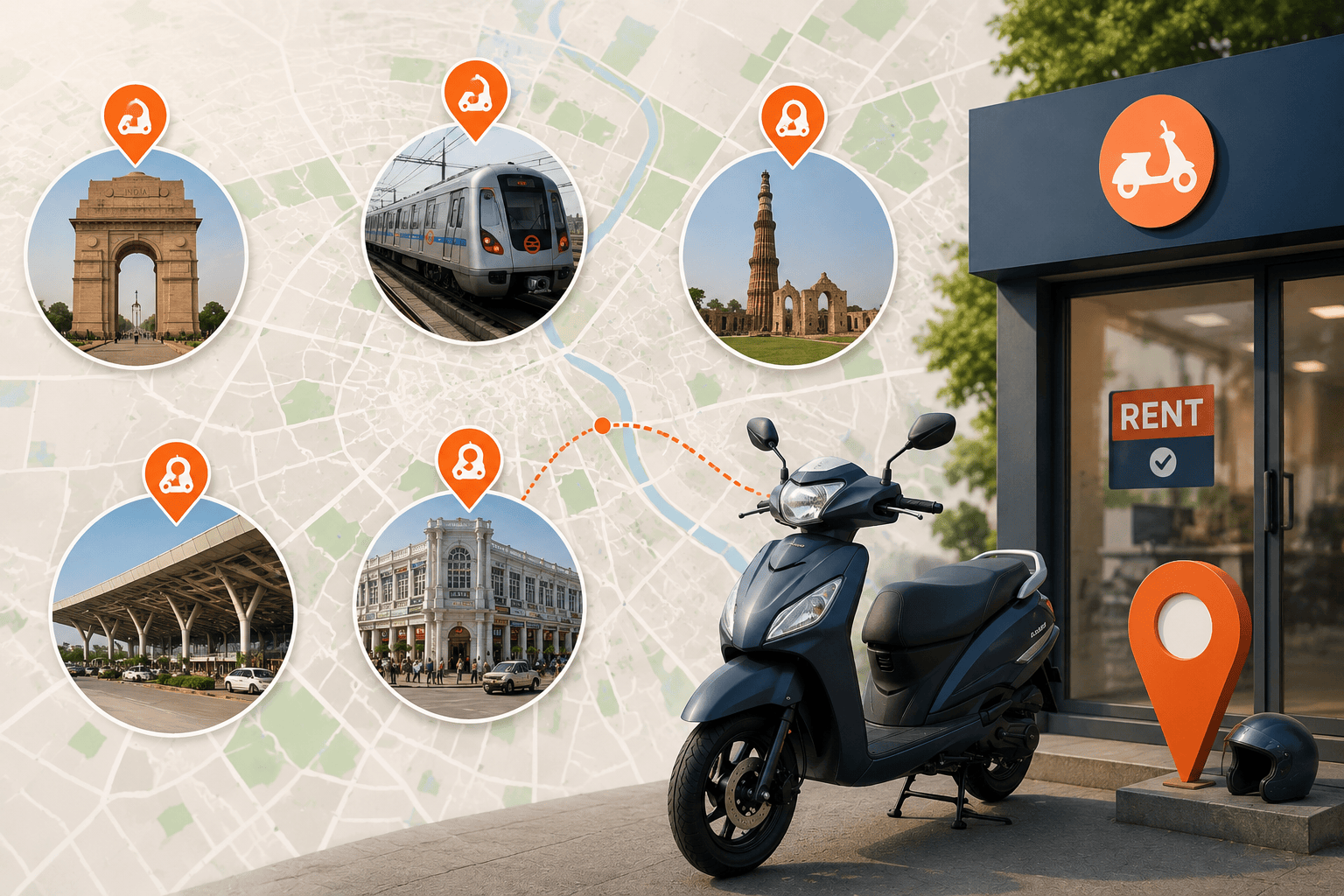 Scooty Pickup Locations in Delhi - Where to Collect Your Rental